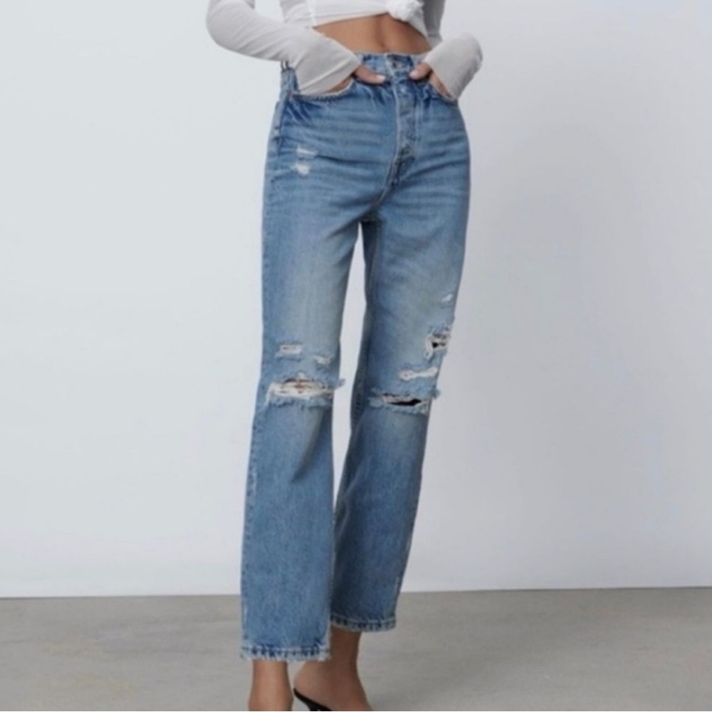 Zara Blue High Rise Jeans